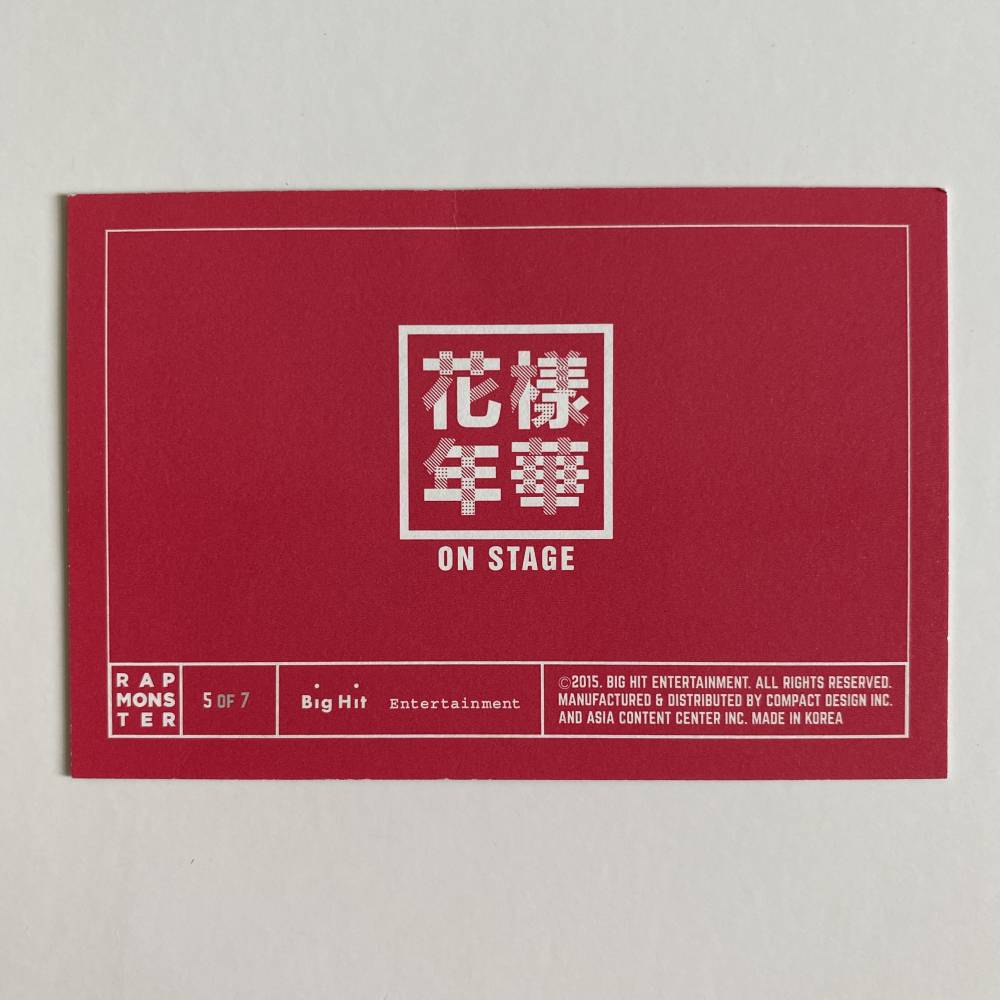 BTS '花樣年華 ON STAGE' 2015 MINI PHOTOCARD - RM (5/7)